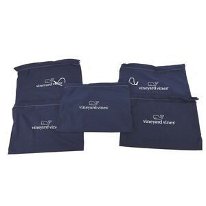 Vineyard Vines Set of 5 Navy Blue Drawstring Pouches Bags Storage Travel